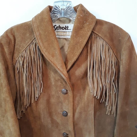 Vintage Schott NYC Western Fringe Suede Coat - Picture 2 of 9
